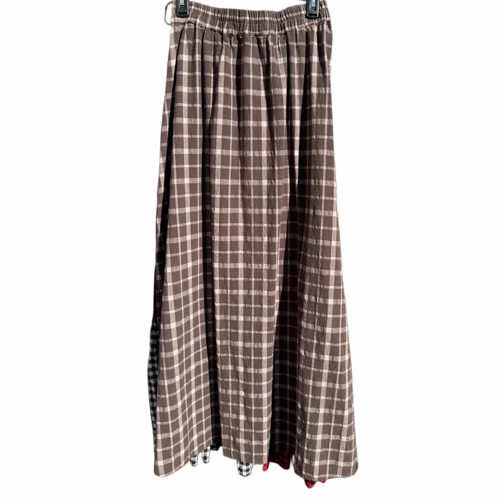 Tov Holy Los Angeles Plaid Patchwork Button Maxi Skirt Women’s Size M - Picture 6 of 9